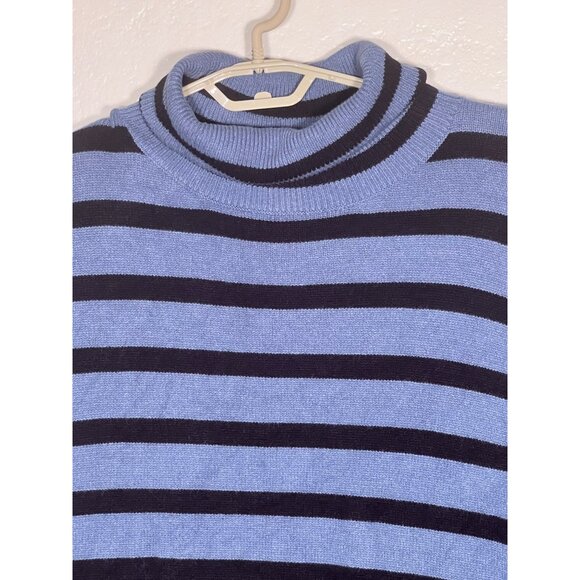 BTFBM Striped Blue & Black Ribbed Knit Turtleneck Sweater XL Warm Oversized - Picture 4 of 16